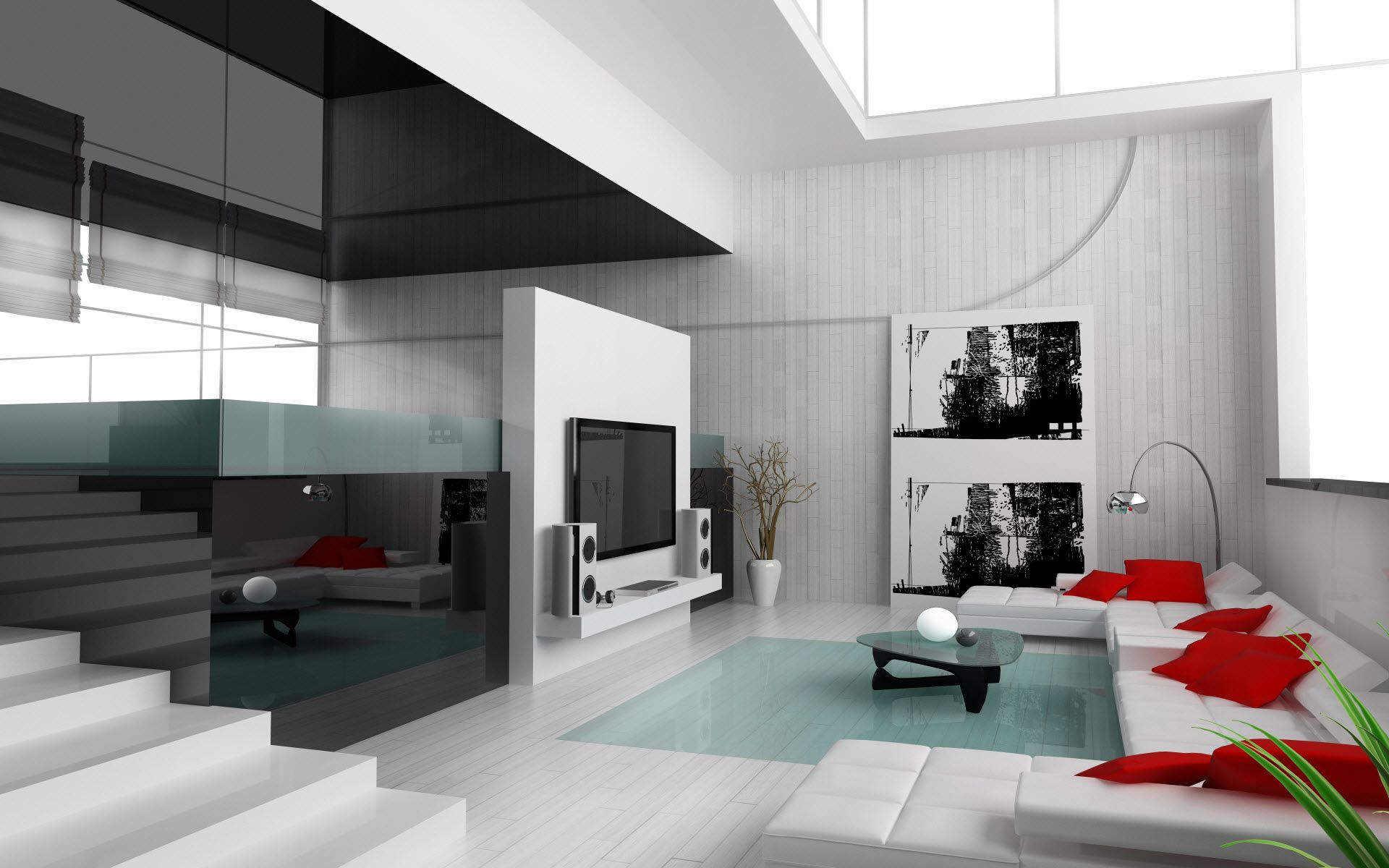 ZOOM-P06: Modern White and Red Loft